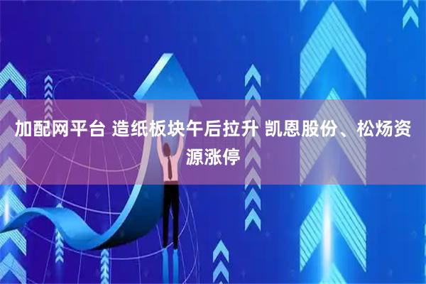 加配网平台 造纸板块午后拉升 凯恩股份、松炀资源涨停
