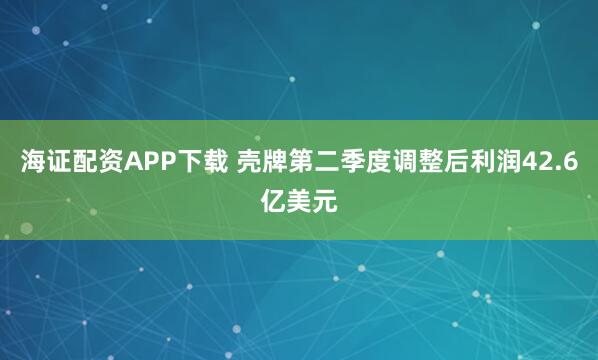 海证配资APP下载 壳牌第二季度调整后利润42.6亿美元