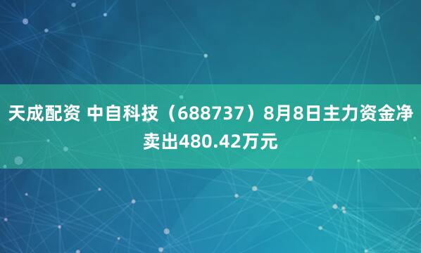 天成配资 中自科技（688737）8月8日主力资金净卖出480.42万元