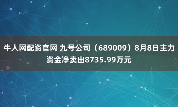 牛人网配资官网 九号公司（689009）8月8日主力资金净卖出8735.99万元